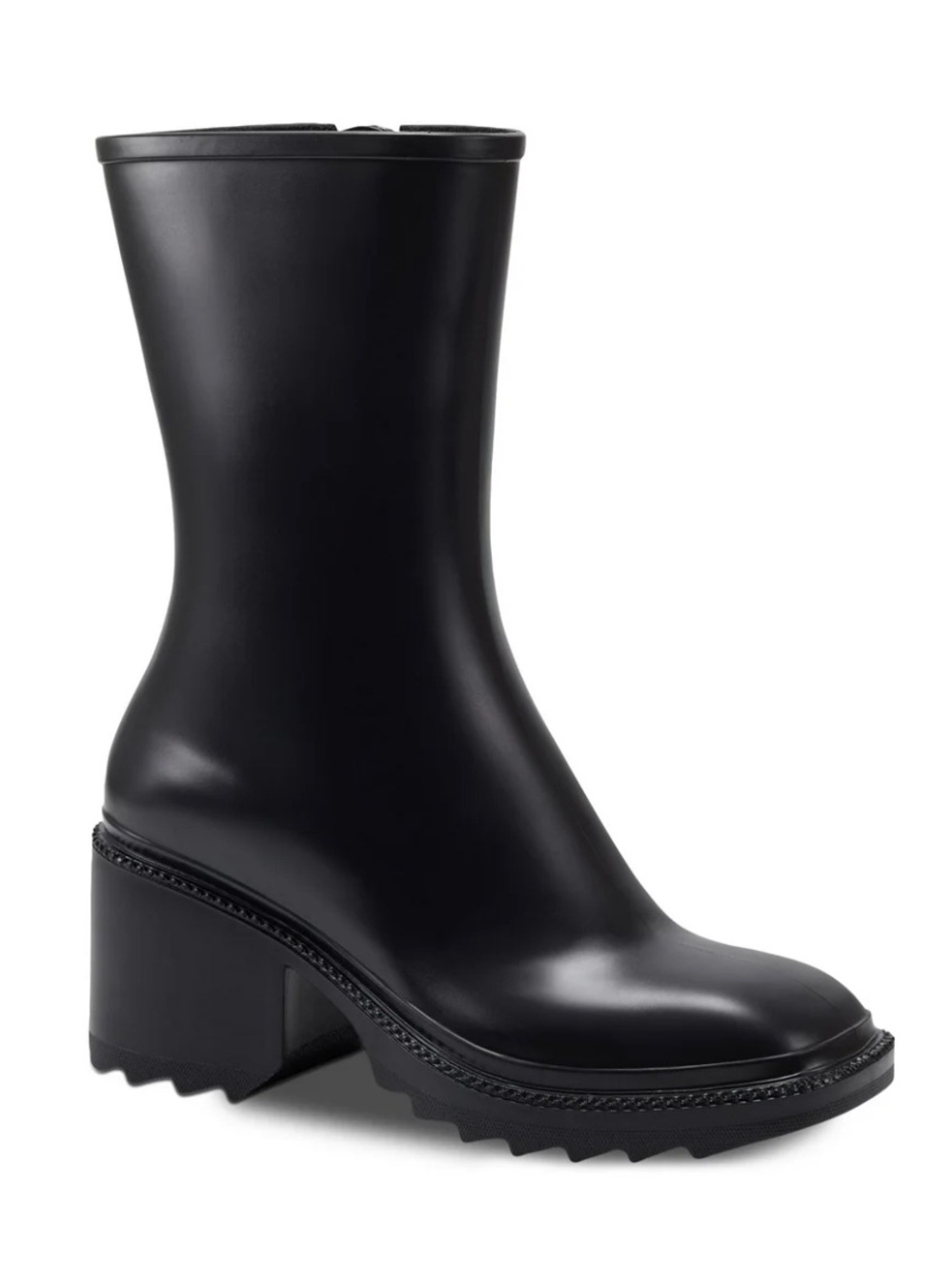 INC International Concepts Black Chunky Heel Mid-Calf Rain Boot